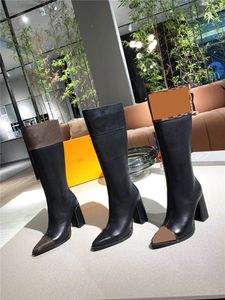 Designer Luxury PATTI PODIUM PLATFORM Splash Rain High Boots Black Thick Rubber Heel Bootie With Original box