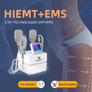 2 i 1 EMS och EMT Muscle Stimulation System Estetics Hiemt Pro Portable Emslim Elektromagnetisk Bygg Muskel Bränn Fett Kroppskonturering Skulpturmaskin