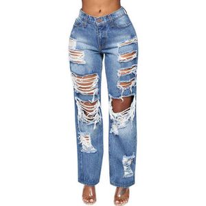 Byxor kvinnliga kvinnor jeans stora storlek pojkvän jean kvinnor y2k hög midja mamma rippade stränga byxor 6236 211129