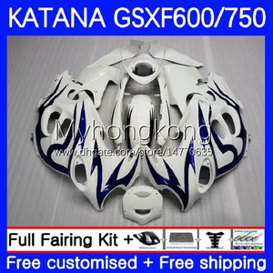 Corpo para Suzuki Katana GSXF750 GSXF600 GSXF 600 750 CC 03-07 18No.119 600cc 750cc GSX600F 2003 2004 2005 2006 2007 GSXF-600 GSX750F Azul Chamas 03 04 05 06 07 Fairing OEM