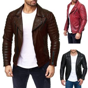 Mens Cool Motorcycle Leather Jacketss Mens Slim Faux Leather Zipper Jacketss Coats Plus Size 5xl