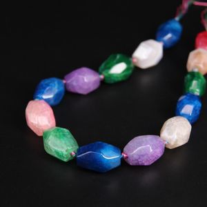 Approx14PCS/strand Crack Crazy Dragon Veins Agates Mixed color Gems Faceted Nugget Slab Loose Beads Pendants For Jewelry Making