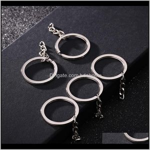 Keychains Mode -Drop -Lieferung 2021 Polished Sier Color 30mm Schl￼sselring Schl￼sselbund Split Ring mit kurzketten Ringen Frauen M￤nner DIY -Schl￼sselketten AES AES