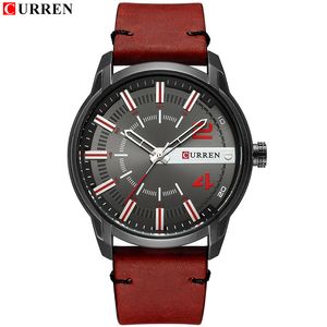 CURREN Top Marke Uhr Männer Luxus Mode Quarz Armbanduhren Männlich Sport Leder Wasserdichte Analog Uhr Relogio Masculino 210517