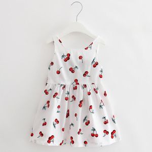 Girl's Dresses Kids For Girls Clothes Toddler Children Summer Sashes Back Bow Cherry Princess Dress Sleeveless Vestido