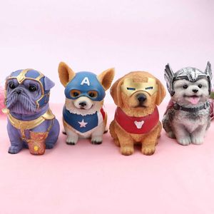 Avenge Corgi Pet Dog Ornament Piggy Bank Cute Animal Decoration Gift Car Interior Resin Dog Craft Fairy Garden Decor 210607