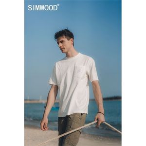 Summer 100% Cotton Chest Pockets T-shirt Men Casual Oversize Drop Shoulder Plus Size Tops Quality Tees 210716