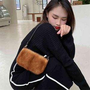 Celebrity Fashion Mink Fur Bag Designer Brands Women Niche High-end Mahjong 2021 Autumn Winter New Leather Armpit