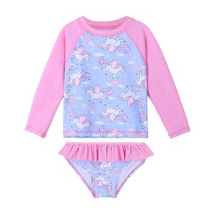 Baohulu Cartoon Kleinkind Baby Bademode Langarm Mädchen Badeanzug Kinder Zwei Stück Upf50 + Strand Schwimmen Anzüge Kinder Sommer