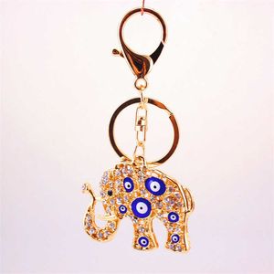 Lucky Mal Eye Charms Keychain Elefante Pendente Pendente Borla Chaveiro Homens Mulheres Moda Jóias Car Chaveiro Chaveiro G1019