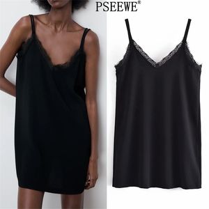 Vestido preto camisole mini laço mulheres verão sem encosto es sexy es mulher spaghetti strap club noite 210519