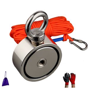 Dwustronny Zestaw rybacki magnesu 300-500 kg Magnes Neodymu Rope Claw Rękawiczki klej plastikowe worka do łopaty magnetycznej odzyskiwanie