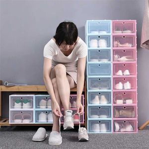 6pc/set Can Be Superimposed Combination Shoe Cabinet Transparent Box Storage Boxes Thickened Dustproof s Organizer 211102