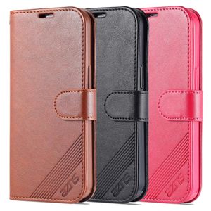 Wallet Phone Cases for iPhone 14 13 12 11 Pro X XR XS Max 7 8 Plus Lambskin Texture PU Leather Flip Kickstand Cover Case with Card Slots