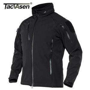 TACVASEN Soft shell Tactical Waterproof Jacket Mens Winter Fleece Warm Military s Windproof Hooded Coat 211217