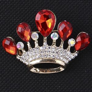 Pins, Brooches Fashion Charm Crystal Crown Brooch Retro Big Rhinestones Woman Scarf Jewelry Wedding Corsage Handmade Gift BR1066