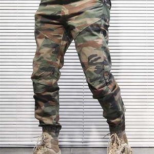 100% cotone retrò uomo streetwear pantaloni cargo mimetici verde militare tasche militari jogger homme marca pantaloni harem casual 211112