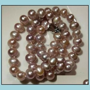 Perlenketten Anhänger Schmuck 9-10 mm lila natürliche Perlenkette 18 Zoll Brauthalsband Geschenk Drop Lieferung 2021 Q3Rkg