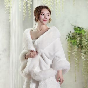 2021 Women Winter Casual Occasion Wrap Bridal Wrap Jackets Warm Faux Fur Wedding Coat