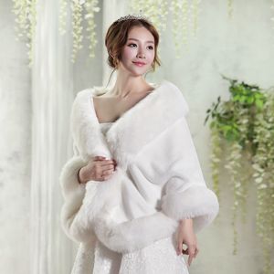 2021 Frauen Winter Casual Anlass Wrap Braut Wrap Jacken Warm Faux Pelz Hochzeit Mantel