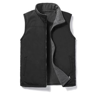 Herrvästar Män 2021 Höst tjock ärmlös västjacka Waistcoat Winter Casual Warm Outwear Fleece 5XL