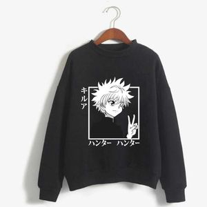 Hunter X Hunter Killua Sıcak Anime Hoodie Moda Uzun Kollu O-Boyun Casual Gevşek Baskı Unisex Y0727