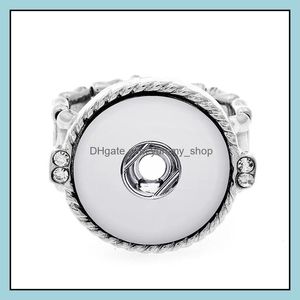Banda anéis jóias20pcs / lote moda flexível ajustável 18mm metal siery anel festa charme snap botão de jóias entrega 2021 Oq3ak