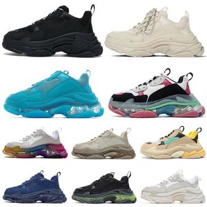 2023 Lyx Designer Dam Herr Skor Casual Triple S Sneakers 17FW Paris Vintage Kristall Bottom Arctic Punch Rosa Svart Volt Marinblå Klar Sole Trainers