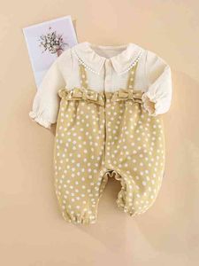 Полуостров Baby Prapt Print rack Trumb Bow Finger Pumpsuit Она