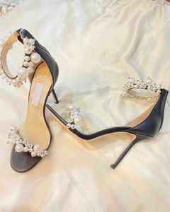Sapatos elegantes femininos maisel pumps sexy dedo do pé redondo pérolas femininas cristal salto alto salto alto senhoras luxuosas sacora sandálias festa eu35-43, com caixa