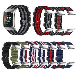 Canvas Fabric Nylon Straps Watchband Soft Bands Bracelet Sport Strap For Fitbit Charge 5 Charge5 Watch Replacement Smart Accessories