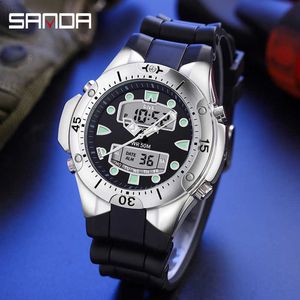 2021 Sanda top de luxo esporte homens quartzo assistir estilo casual relógios militares impermeáveis ​​s choque masculino relógio relogio masculino 3009 g1022