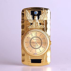 New Butane Jet Relógio Tocha Turbo Turbo Men mais leve Homem Gold Watch Quartz Compact Butano Cigarro Cigarro Straito Bombeiro Sem Gás