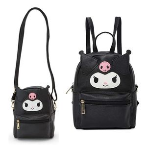 Cartoon Plecak Czarny Mały Cute Pu Leather Messenger Torba Back Pack Crossbody S Dla Kobiet Dziewczyny Chłopcy Sling Kids 211215