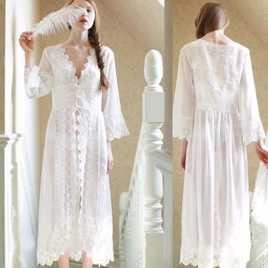 Платья для беременных Maxi Белая кружева невеста Одежда прозрачная ночная рубашка принцесса женщин Vestidos платье