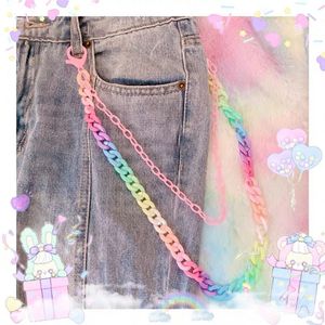 Charms Candy Color Multi -Layerkain For Women Girl Dink Cute Mase Dżinsy