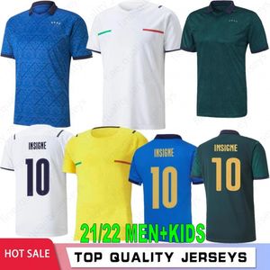 2021 2022 Koszulki piłkarskie Barella Sensi Insigne 21 21 Żółty bramkarz Chiellini Bernardschi Koszule piłkarskie Mężczyźni + Kids Kit Uniform Home Away Custom