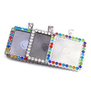 DIY Photo Wisiorki Plac Rhinestone Wisiorek Biżuteria Party Prezenty Klucz Łańcuch Naszyjnik Wisiorki 30mm HHXD24576