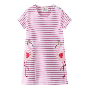 Jumping Metrów Księżniczka Flamingo Suknie Dziecko Bawełna Odzież Summer Party Dresses Costume Moda Dziewczyny 2-7T Kids FRock 210529