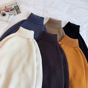 PR Winter Quente Homens de Turtleneck Masculino 7 Cores Casal Hong Kong Estilo Homem Casual de malha Pullovers Harajuku Sweater Masculino 211018