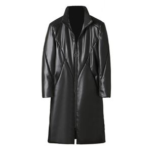 Piumino lungo invernale Cappotto piumino da uomo Parka Giacche in pelle calda e spessa Giacca a vento Capispalla impermeabile Soprabito Taglia più grande 5XL Top neri