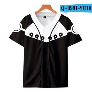 Man sommar baseball jersey knappar t-tröjor 3d tryckta streetwear tee shirts hip hop kläder bra kvalitet 038