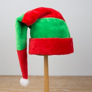 Rödgrön randig plysch julhattfestival festdekor alf hatt clown mössa juldekor