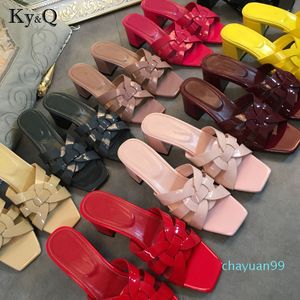 2021 Spring Summer H Shoes Fashion Flat Heel Sandals Word Cool Slippers Casual Shoes Streetwear Ladies Flat Slippers 34-42