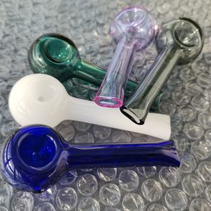 Colorful Pyrex Heat Resistant Thick Glass Pipe Spoon Shape Hand Crafts Odorless Pocket Fit Chunky Smoking Pipes For Oil Burner Smoking Accessories Dab Tools