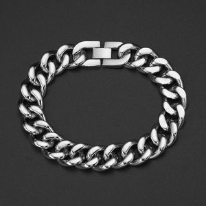 Link, Chain High Quality Steel Color 316L Stainless Curb Bracelet Bangle Jewelry For Men 15mm Wide 7-11inch