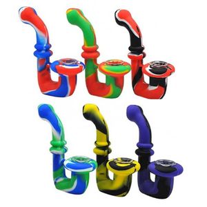 Tubi di fumo in silicone a forma di L con ciotola Pipa a mano in silicone portatile colorato per tabacco secco Herb 4,92 pollici Narghilè in silicone Acqua a26