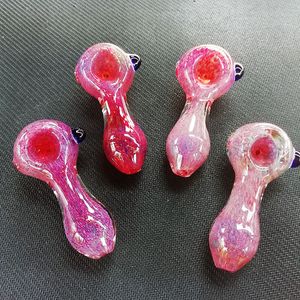 2023wholesale Mini Glass Hand Pipes Röker Rigg Tillbehör Tobaksförbränning färgad 3D -rosa lila 3 tum längd