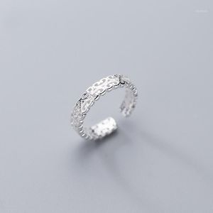 Cluster Rings 925 Solid Sterling Silver Korean Style Hollow Pattern For Pinky Ring Open Adjustable Fashion Women Girls Jewelry Gift