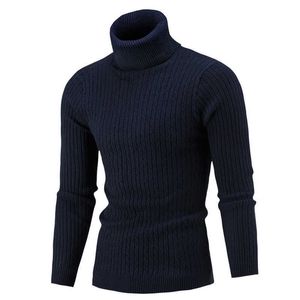 Autumn Winter Turtleneck Sweater Men 2019 Solid Color Sweater Men's Slim Long Sleeve Knitted Men Pullovers Sweater Plus Size 3XL Y0907
